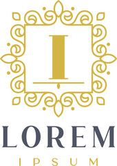 Luxury Square Decorative Letter I Logo Template