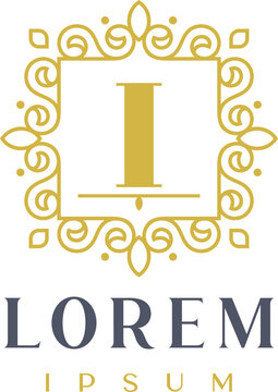 Luxury Square Decorative Letter I Logo Template