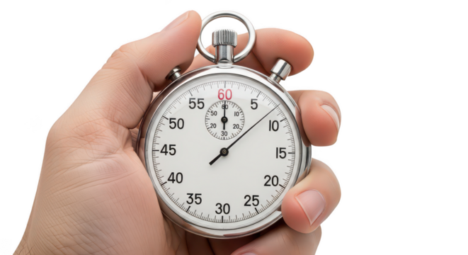 Hand holding stopwatch time management