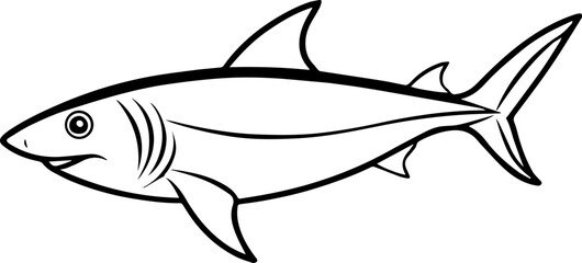 Caribbean reef shark outline vector illustration line art