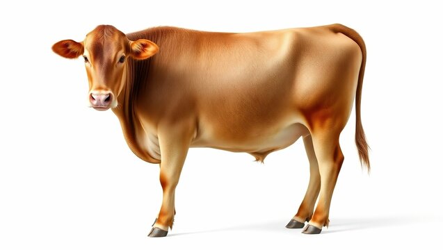 red cow isolated on white background.