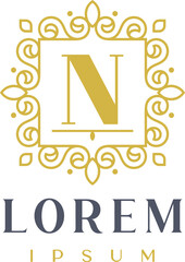 Luxury Square Decorative Letter N Logo Template