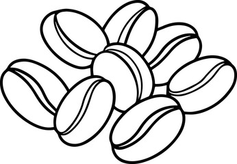 coffee beans outline vector illustration line art