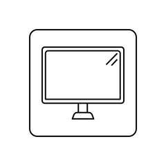Desktop PC Line Icon. Computer Monitor Symbol For Office, School & Information Kiosk Use 