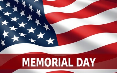 American flag with the text Memorial day. High quality