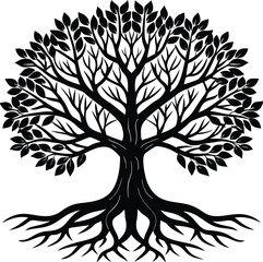 Obraz premium tree-and-root-silhouette-isolated-on-white-backgro (2).eps