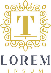 Luxury Square Decorative Letter T Logo Template