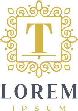 Luxury Square Decorative Letter T Logo Template