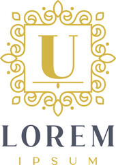 Luxury Square Decorative Letter U Logo Template