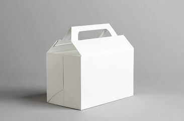 Empty white cardboard food takeout box with handle (1)