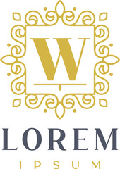Luxury Square Decorative Letter W Logo Template