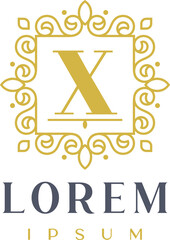 Luxury Square Decorative Letter X Logo Template