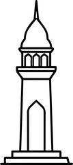 Islamic minaret tower icon outline vector illustration line art