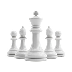 White Chess King Protected by Pawns Leadership Strategy