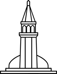 Islamic minaret tower icon outline vector illustration line art
