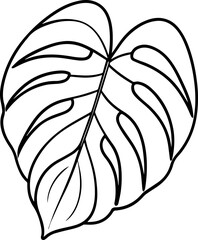 Monstera leaves outline coloring book page vector illustration line art drawing