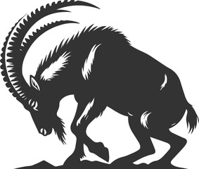 Mountain goat ibex animal vector drawing