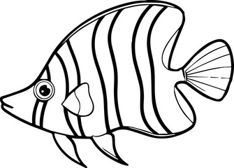 butterfly fish outline vector illustration line art