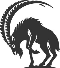 Mountain goat ibex animal vector drawing