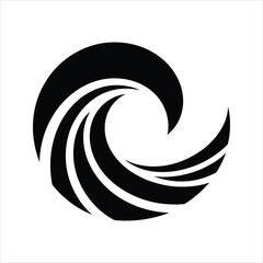 Minimalist Ocean Wave Silhouette Icon – Black Vector Illustration