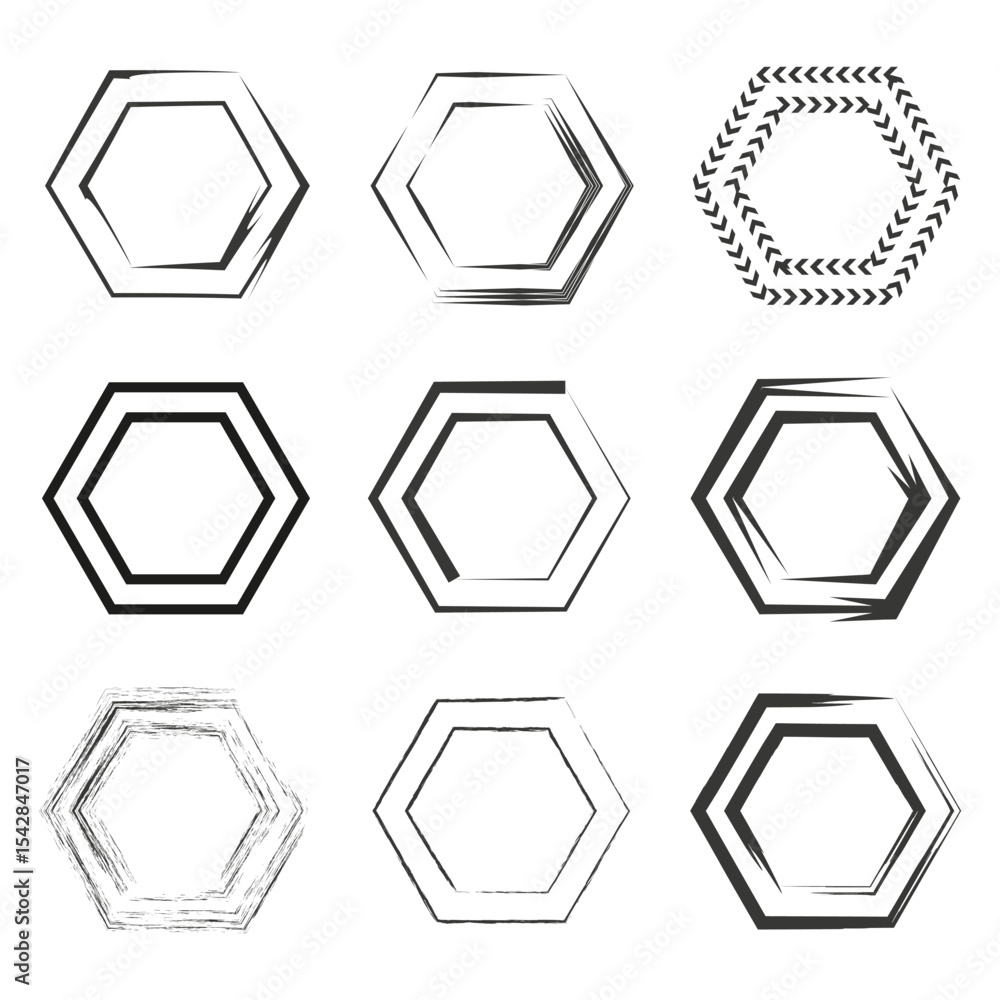Aufkleber hexagon outline collection. geometric shape borders. vector polygon frames. clean linear elements.
