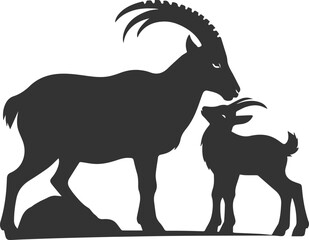 Mountain goat ibex animal vector drawing