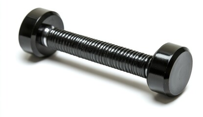 Fototapeta premium Black mechanical component, likely a spring-loaded fastener, with circular end caps