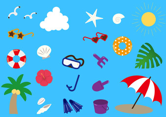 ビーチのアイテム素材セット