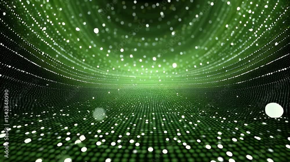 Poster abstract green glowing particle background with dynamic grid