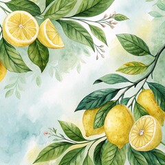 lemon tree branch with leaves