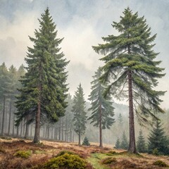 pine forest in the morning