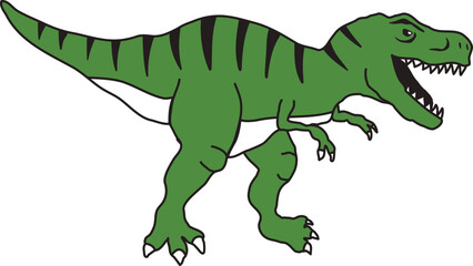 A Cartoon Tyrannosaurus Rex in a Bold Green Design.