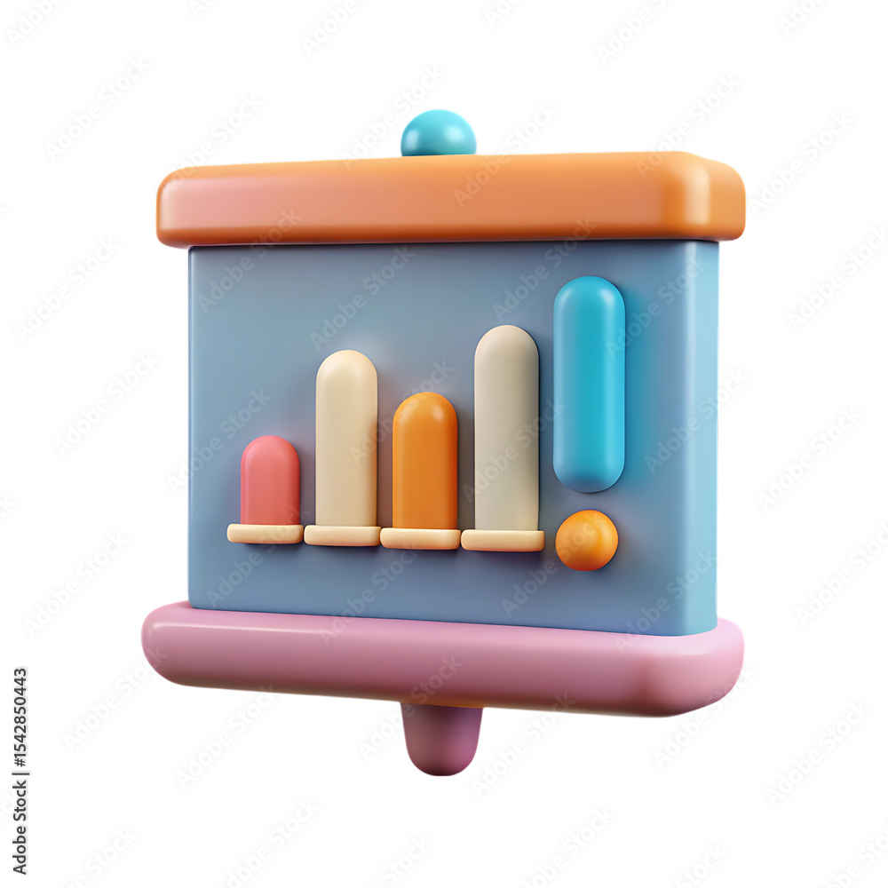 Poster colorful 3d rendered bar chart representing data analysis and business growth concepts