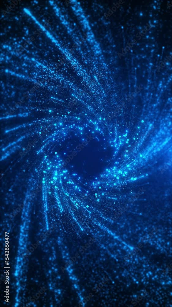 Poster Ai technology Big data Blue background. Technology round particles dots . Artificial Intelligence futuristic swirl circle connect innovation. Stream technology internet network in futuristic big data