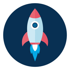 Simple rocket icon launching into space