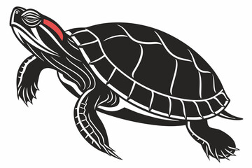 red eared slider sihouette black vector 