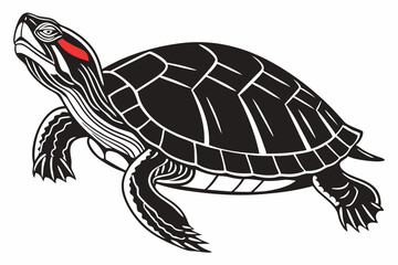 Fototapeta premium red eared slider sihouette black vector 