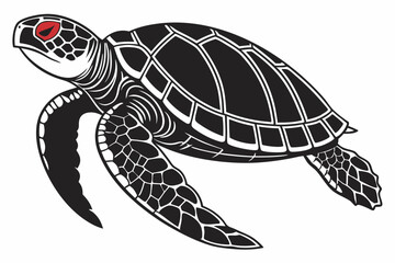 red eared slider sihouette black vector 