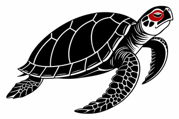 Fototapeta premium red eared slider sihouette black vector 
