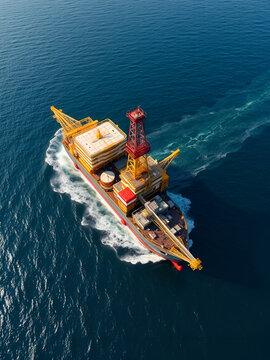 Aerial view of a large sophisticated offshore floating production storage and offloading FPSO vessel a complex maritime engineering surrounded by the open ocean