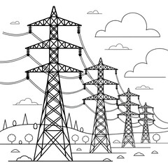 electric power lines coloring page line art