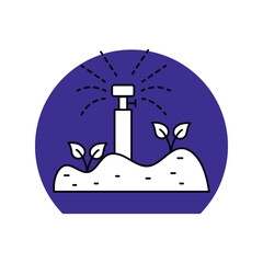 Irrigation lineal color line icon with white background vector stock illustration