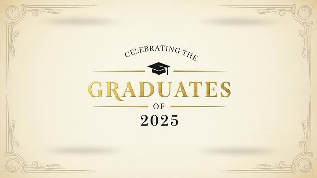 Elegant animated celebration video for the graduates of 2025 with classic design elements