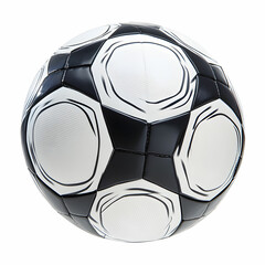 A soccer ball with black and white panels, isolated on a white background