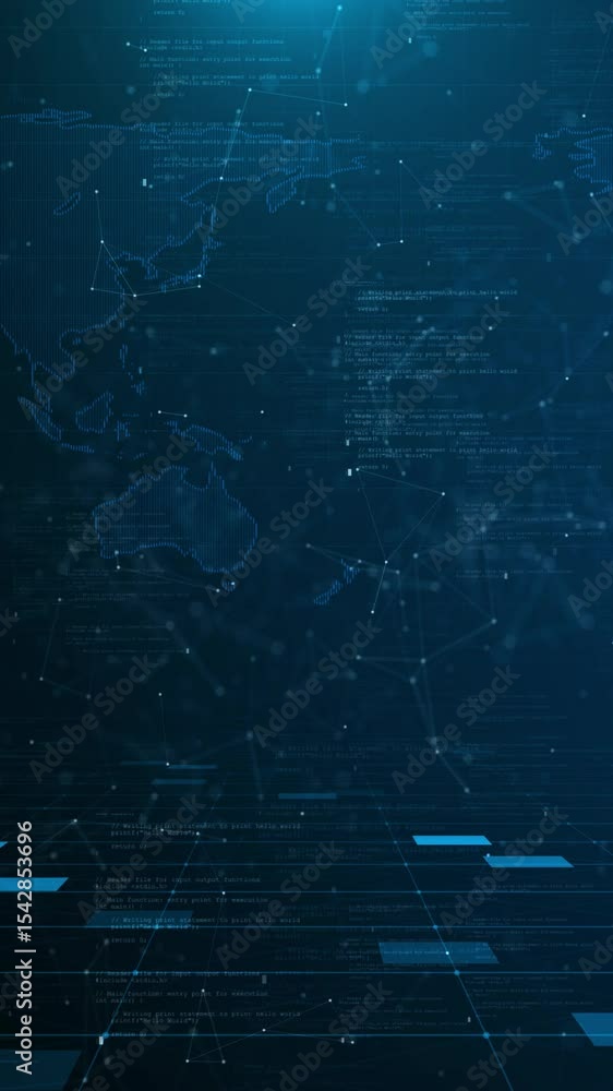 Poster connections ai network on red line 3d earth animation hologram information blocks, ai construction l
