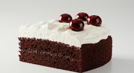 Delicious Chocolate Cake with Whipped Cream and Cherries A Sweet Treat