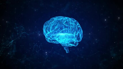 Glowing blue digital brain Artificial intelligence concept Brain circuit board hologram grid backdrop AI machine learning. Science futuristic artificial intelligence mind design. Super computer idea - Powered by Adobe