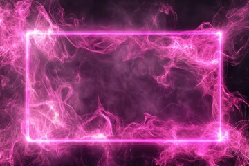 Obraz premium Vibrant abstract pink flare with neon electric light rectangle glowing against a dark background, Abstract pink flare neon electric light rectangle frame video footage background