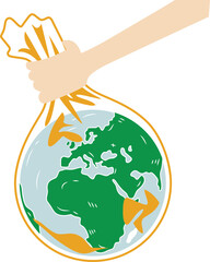 Hand Trapping the Earth in a Plastic Bag: A Symbol of Environmental Crisis