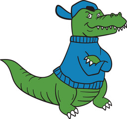 Cool Crocodile in a Blue Sweater